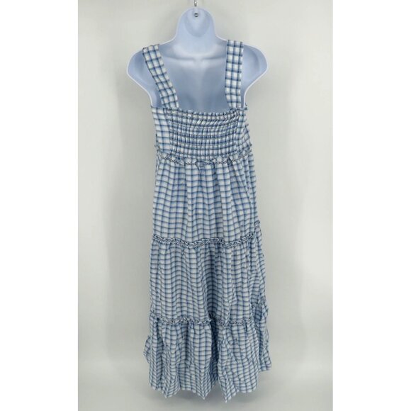 Max Studio Blue & White Gingham Tiered Maxi Dress Small NWT $138 - Picture 3 of 5